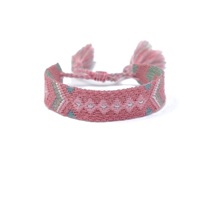 Polyester Braided Rhombus Pattern Cord Bracelet PW-WGDE6D0-05-1