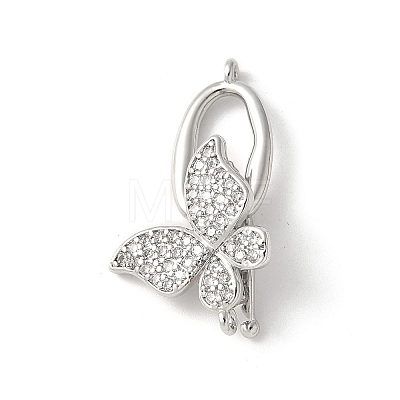 Brass Pave Clear Cubic Zirconia Fold Over Clasps KK-M320-09P-1