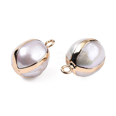 Electroplate Natural Baroque Pearl Keshi Pearl Pendants PEAR-N021-12-1