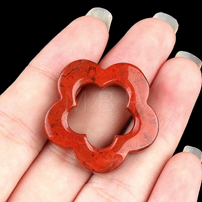 Natural Red Jasper Hollow Flower Pendants PW-WG95796-04-1