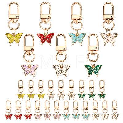 28Pcs 7 Colors Butterfly Alloy Enamel Pendant Decorations HJEW-WR00053-1