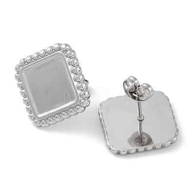 304 Stainless Steel Square Stud Earrings EJEW-D281-07S-1