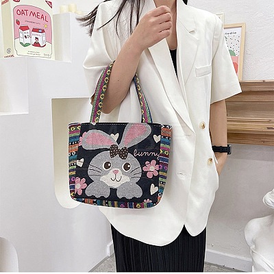 Nylon Canvas Embroidery Shoulder Bags PW-WG47721-03-1