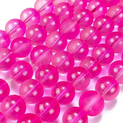 Frosted Transparent Glass Bead Strands GLAA-P065-10mm-11-1