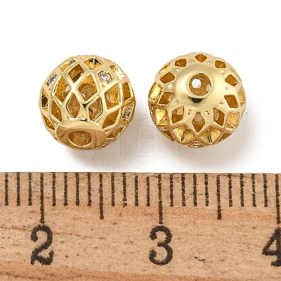 Rack Plating Brass Micro Pave Clear Cubic Zirconia Beads KK-U030-18G-1