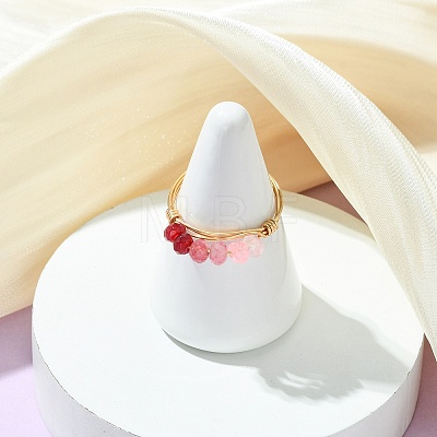 Dyed Natural Malaysia Jade Finger Rings for Women RJEW-JR01108-1