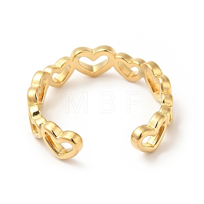 Vacuum Plating 304 Stainless Steel Heart Wrap Open Cuff Ring RJEW-C040-01G-1