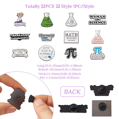 12pcs 12 style Mathematical Formula Enamel Pin JEWB-CD0001-03-1