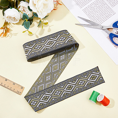 Polyester Jacquard Rhombus Ribbons OCOR-WH0082-141B-1