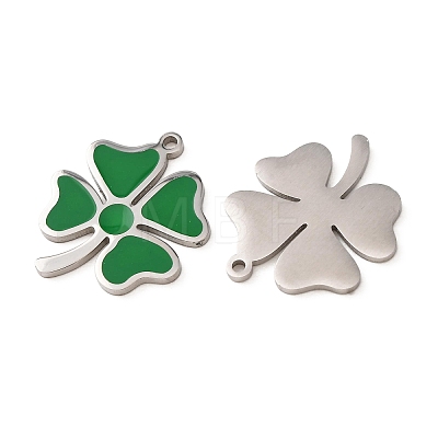 304 Stainless Steel with Green Enamel Pendants SA-CBA061A-04P-1