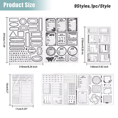 Globleland 9 Sheets 9 Styles PVC Plastic Stamps DIY-GL0004-95-1