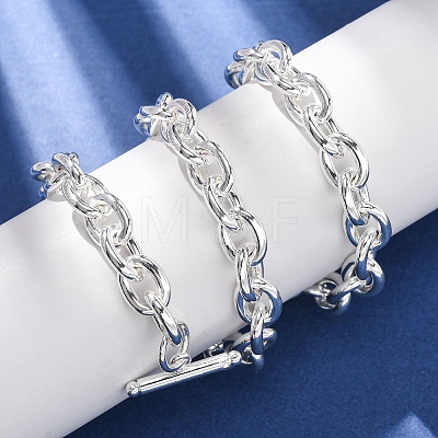 9MM 304 Stainless Steel Cable Chain OT Necklaces for Women NJEW-G194-03S-1