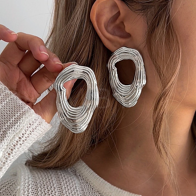 Nuggets Alloy Stud Earrings FS-WG3D023-02-1