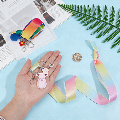 2Pcs Polyester Ribbons Helpers with Alloy Enamel Flower Pendants HJEW-PH02512-1