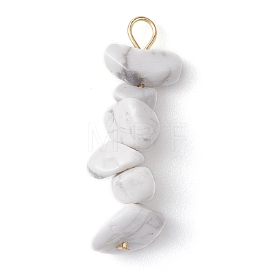 Gradient Color Natural Quartz Crystal & Natural Howlite & White Moonstone Chip Beaded Pendants PALLOY-JF02795-01-1