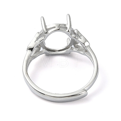 Adjustable 925 Sterling Silver Ring Components STER-K179-06P-1
