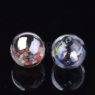 Handmade Blown Glass Globe Beads X-DH017J-1-14mm-AB-1