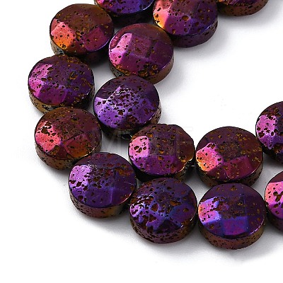 Electroplated Natural Lava Rock Beads Strands G-A256-F01-01A-1