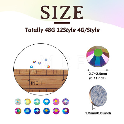 48G 12 Colors Glass Hotfix Rhinestone DIY-TA0004-53-1