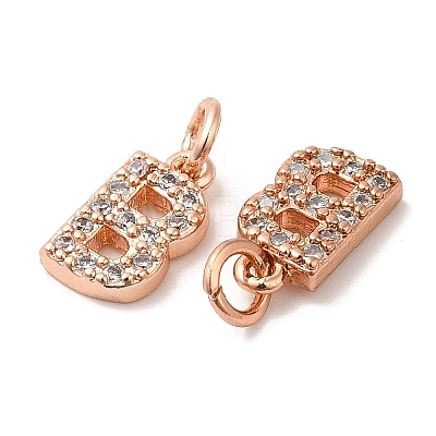 Brass Micro Pave Grade AAA Cubic Zirconia Charms ZIRC-P067-11RG-B-NR-1