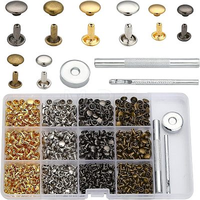 320 Sets 4 Colors 2 Sizes Iron Semi-Tublar Collision Rivets Kits DIY-WH0304-489-1