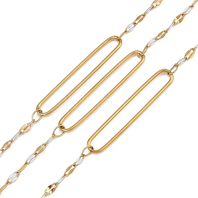 304 Stainless Steel Enamel Dapped Chain Oval Link Chains CHS-K021-15G-10-1