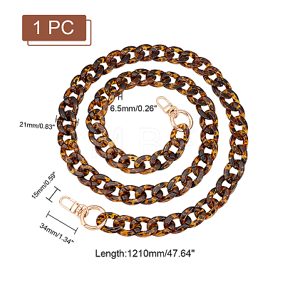 Leopard Print Pattern Acrylic Curb Chain Bag Handles FIND-WH0120-04B-1