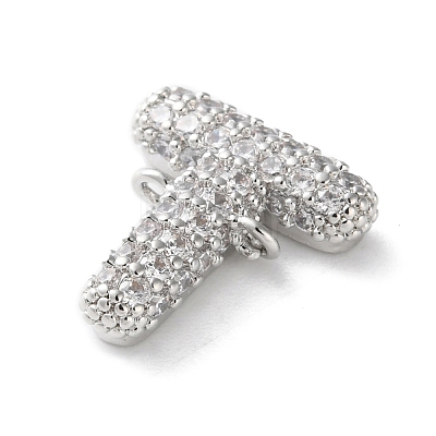 Brass Micro Pave Cubic Zirconia Letter Links KK-I717-04T-P-1