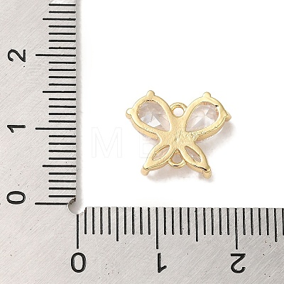 Brass Pave Clear Cubic Zirconia Connector Charms KK-G499-11G-1