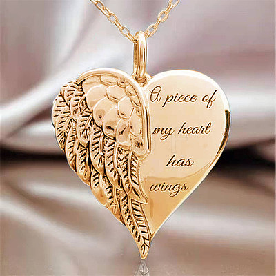 Heart Wing Alloy Pendant Necklaces WGFAB69-01-1