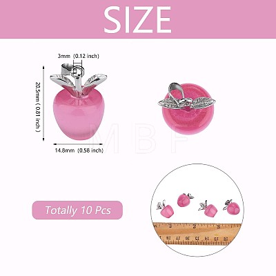 10Pcs Apple Gemstone Charm Pendant Crystal Quartz Healing Natural Stone Pendants Pink Silver Buckle for Jewelry Necklace Earring Making Crafts JX525A-1