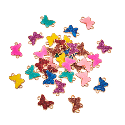  32Pcs 8 Colors Alloy Enamel Connector Charms ENAM-TA0001-70-1