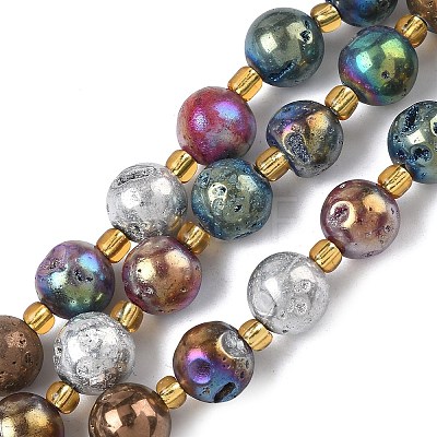 Electroplated Natural Druzy Geode Crystal Beads Strands G-G459-02J-1
