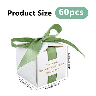 Gold Stamping For You White Paper Candy Boxes with Ribbon CON-WH0043-302A-1