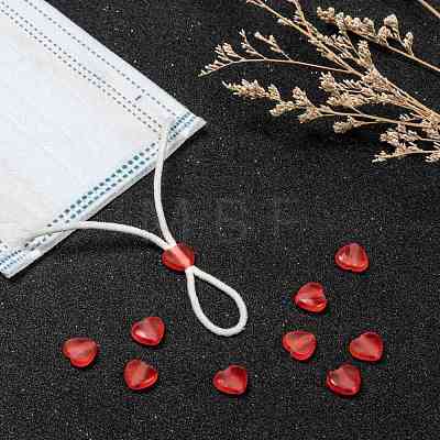 Heart Transparent PVC Plastic Cord Lock for Mouth Cover KY-D013-03F-1