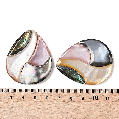 Natural Paua Shell & Yellow Shell & Pink Shell & Black Lip Shell Pendants SSHEL-C012-14-1