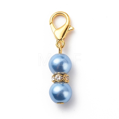 Baking Painted Pearlized Glass Pearl Round Beads Gourd Pendant Decorations HJEW-JM00734-1