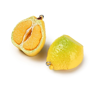 Opaque Resin Imitation Fruit Pendants RESI-H045-01B-02-1