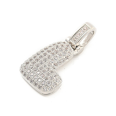 Brass Micro Pave Clear Cubic Zirconia Pendants KK-B099-01P-L-1