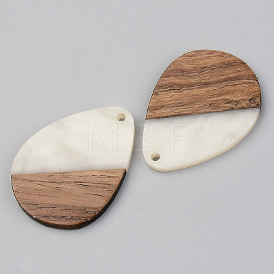 Opaque Resin & Walnut Wood Pendants RESI-S389-010A-C04-1