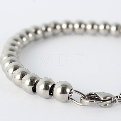 304 Stainless Steel Beaded Bracelets BJEW-N240-16P-1