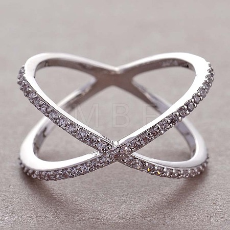 Simple Style Brass Cubic Zirconia Finger Rings FS-WG32029-03-1