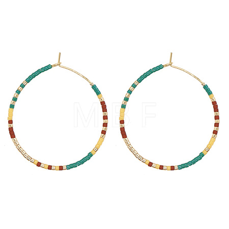 Handmade Glass Seed Beads Hoop Earrings HQ0649-2-1