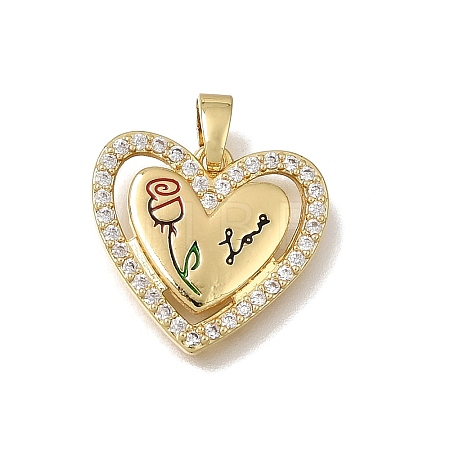 Brass Micro Pave Clear Cubic Zirconia with Enamel Pendants CU-CBAA556-10C-1