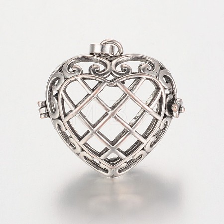Eco-Friendly Rack Plating Brass Hollow Heart Cage Pendants KK-M180-13AS-RS-1