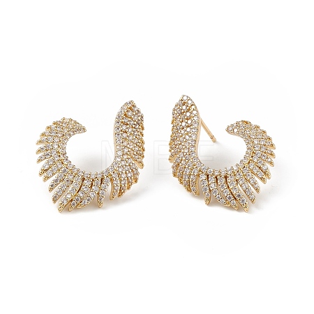Clear Cubic Zirconia Wing Stud Earrings EJEW-L234-075G-1