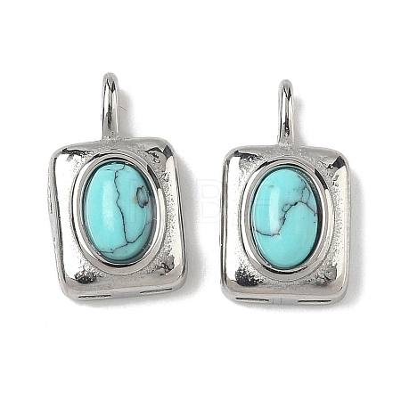 Dyed Synthetic Turquoise Rectangle with Oval Charms STAS-L022-516P-01-1