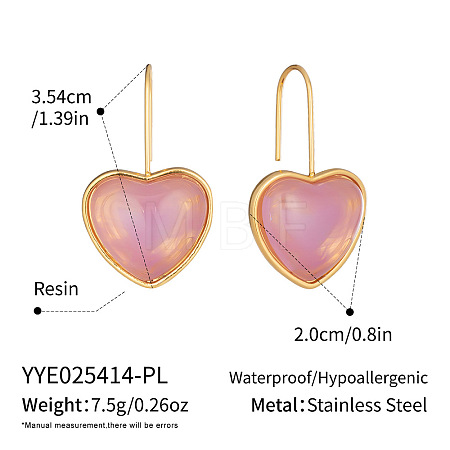 Heart 304 Stainless Steel Dangle Earrings KD3316-3-1