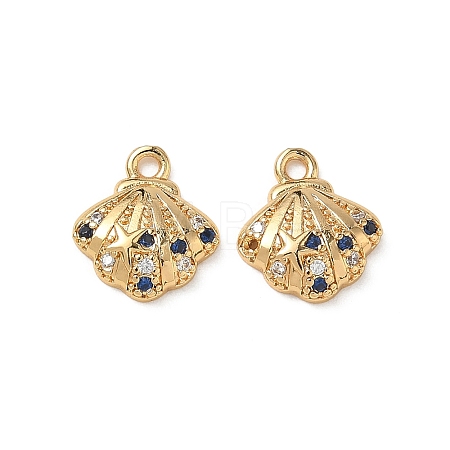 Brass Micro Pave Midnight Blue Cubic Zirconia Charms KK-P355-01A-G-1