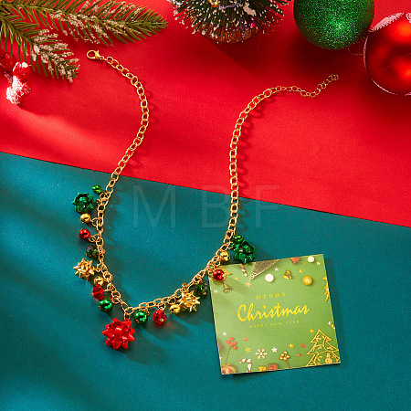 Christmas Theme Alloy Rhinestone and Enamel Pendant Bib Necklaces FS-WGE4CD5-04-1